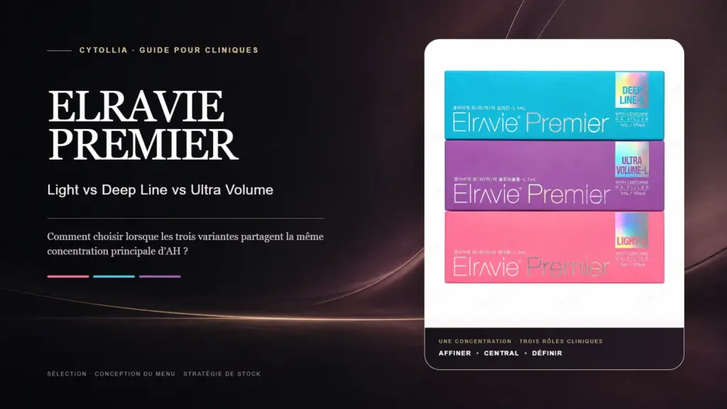 Guide de sélection clinique Elravie Premier Light-L, Deep Line-L et Ultra Volume-L