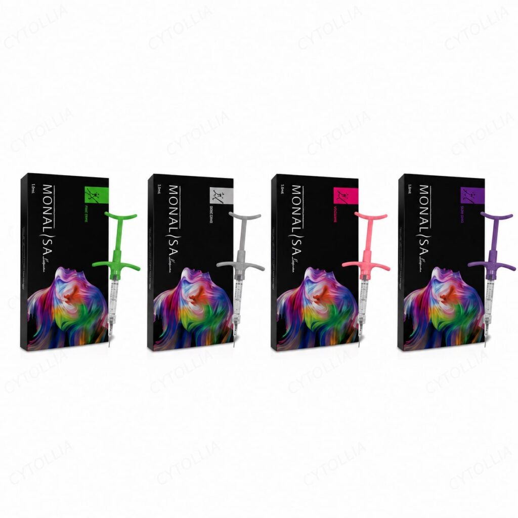 MONALISA dermal filler boxes and syringes in four variants