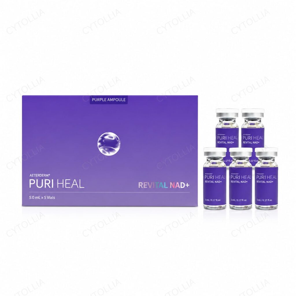 Puri Heal Revital NAD+ 5ml×5 — cellular metabolic skin booster packaging on white background