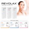 REVOLAX Hyaluronic Acid Dermal Filler — application areas chart showing Fine, Deep and Sub-Q treatment zones