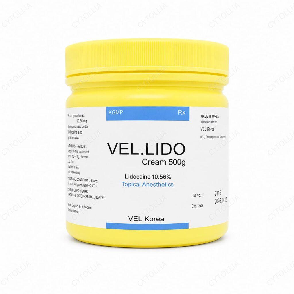 VEL Lido 10.56% lidocaine anesthetic cream 500g tub front view