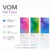 VOM boxes in three variants with product specifications infographic