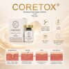 Coretox 100U box side panel — high-purity 150 kDa botulinum toxin type A, temporary relaxation of facial muscles
