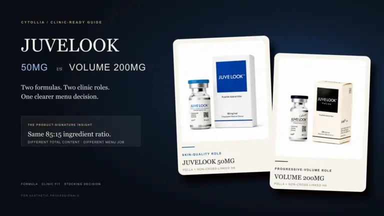 Juvelook 50mg and Juvelook Volume 200mg clinic menu comparison