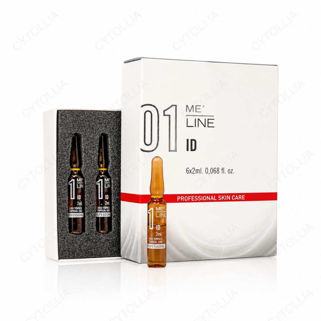 MELINE 01 ID skin boosters — product packaging: box front with 6 × 2 mL ampoules