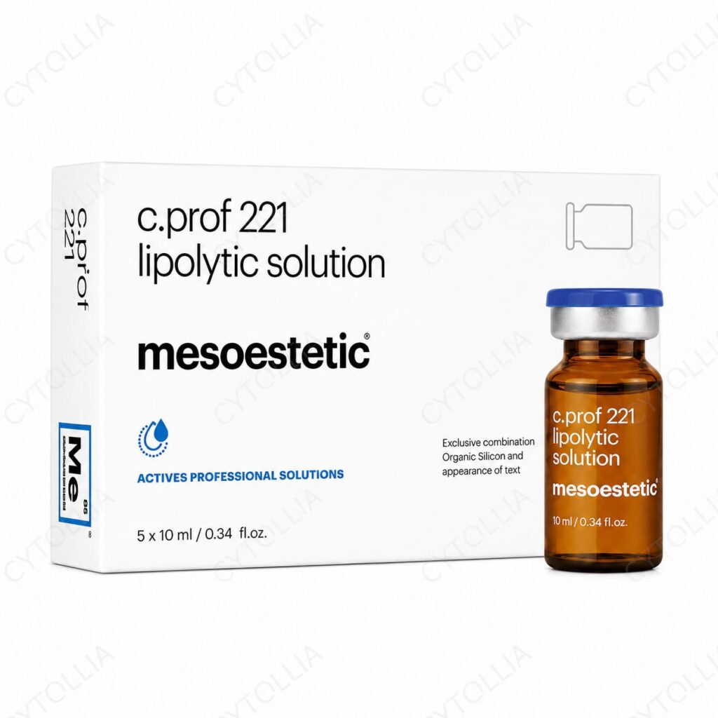 c.prof 221 Lipolytic Solution lipolysis — product packaging: box with 5 × 10 mL ampoules