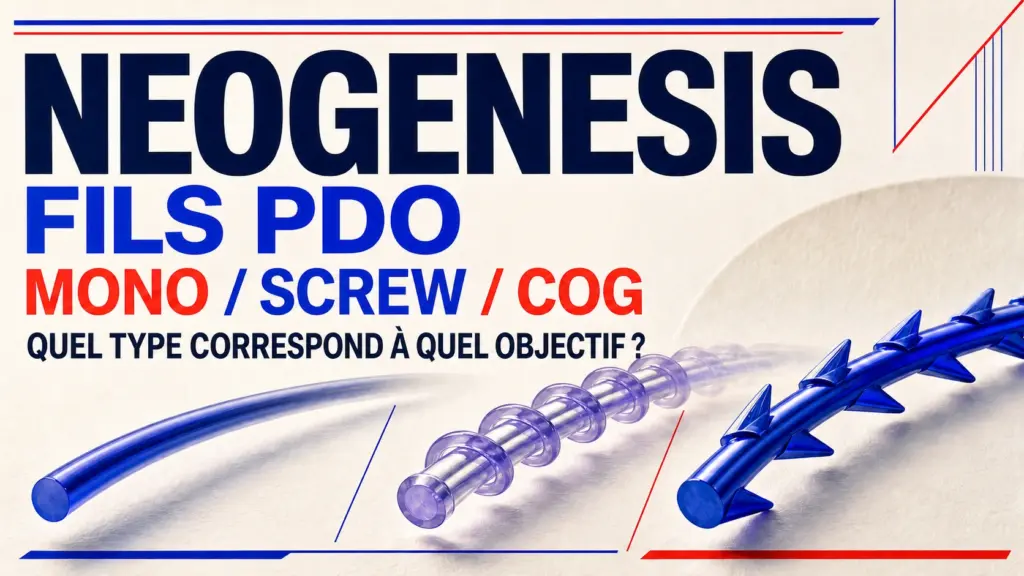 Structures des fils PDO Neogenesis Mono, Screw et Cog comparées dans un guide visuel de sélection