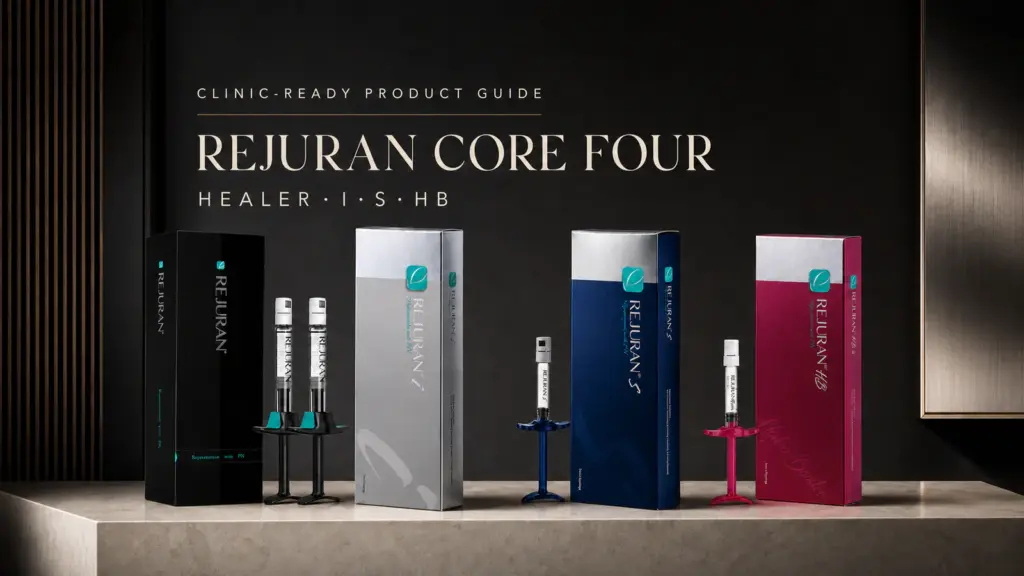 Rejuran Healer, I, S and HB core product lineup for clinic menu selection