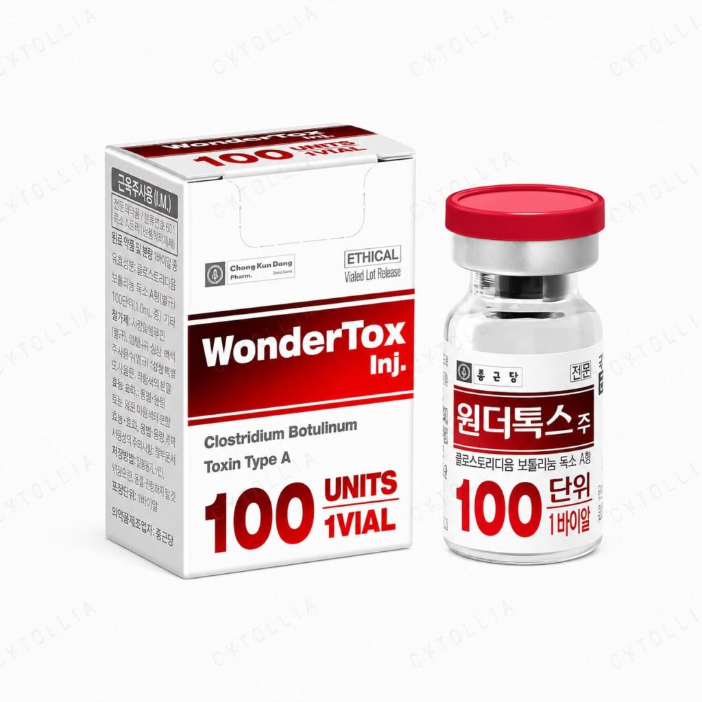 WonderTox 100 Units botulinum toxin type A box front with lot release information