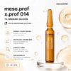 x.prof 014 1% Organic Silicon Ampoules skin boosters — ingredients and benefits: box panel describing firming & moisturizing effect, devitalized skin and signs of aging improvements