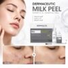 Dermaceutic Milk Peel results panel — glycolic, lactic and salicylic acids with before and after skin appearance