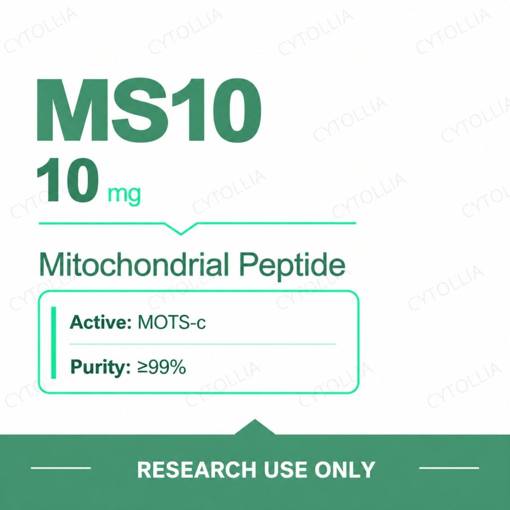MOTS-c 10 mg research vials — MS10 10 mg per vial, mitochondrial-derived peptide, 10 vial pack, research use only
