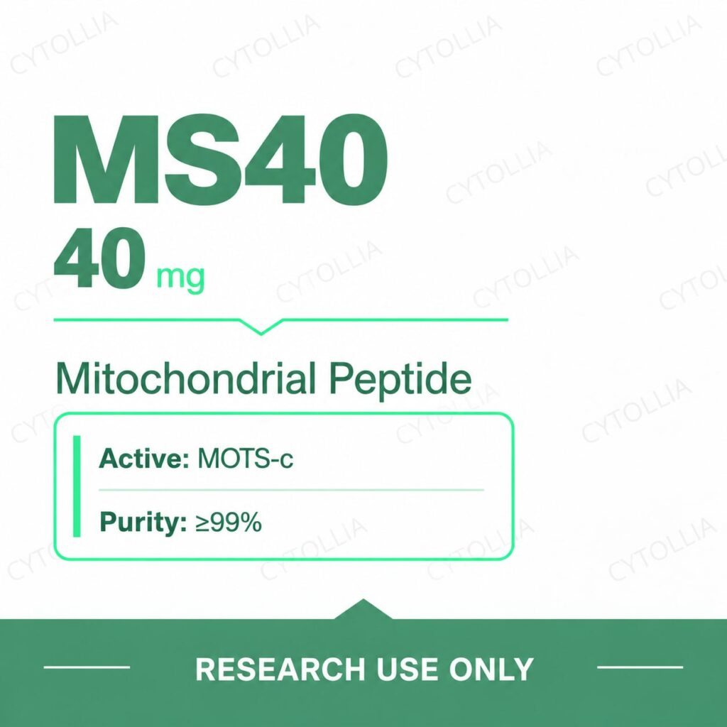 MOTS-c 40 mg research vials — MS40 40 mg per vial, mitochondrial-derived peptide, 10 vial pack, research use only