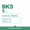 Selank 5 mg research vials — SK5 5 mg per vial, synthetic heptapeptide, nootropic peptide, 10 vial pack