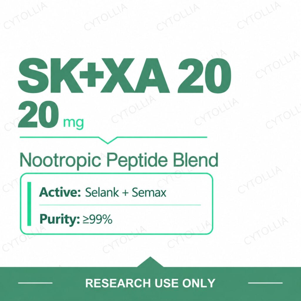 SK + XA 20 mg research vials — 20 mg, Selank + Semax nootropic peptide blend, 10 vial pack