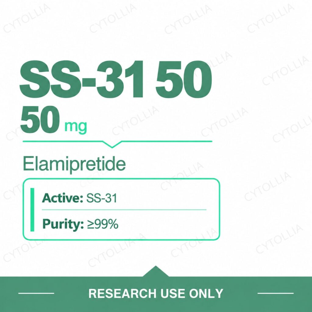 SS-31 50 mg research vials — SS-31 50 Elamipretide, synthetic tetrapeptide, 10 vial pack