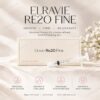 Elravie Re2O Fine skin booster promotional card — box and 3 mL syringe with ECM benefit icons